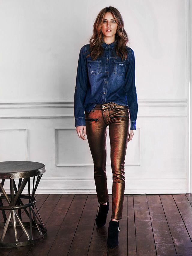 Paige Denim gold metallic jeans