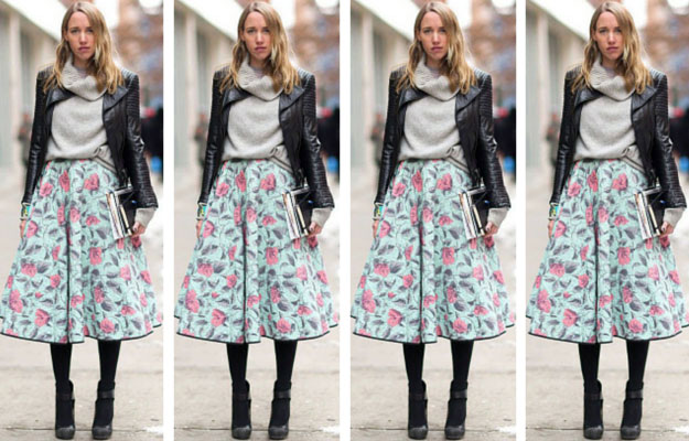 Virágos Midi Skirt Winter Outfit