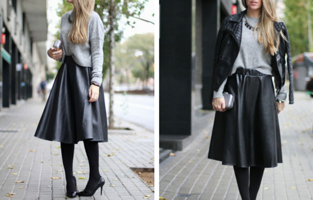 Bőr Midi Skirt Winter Outfit