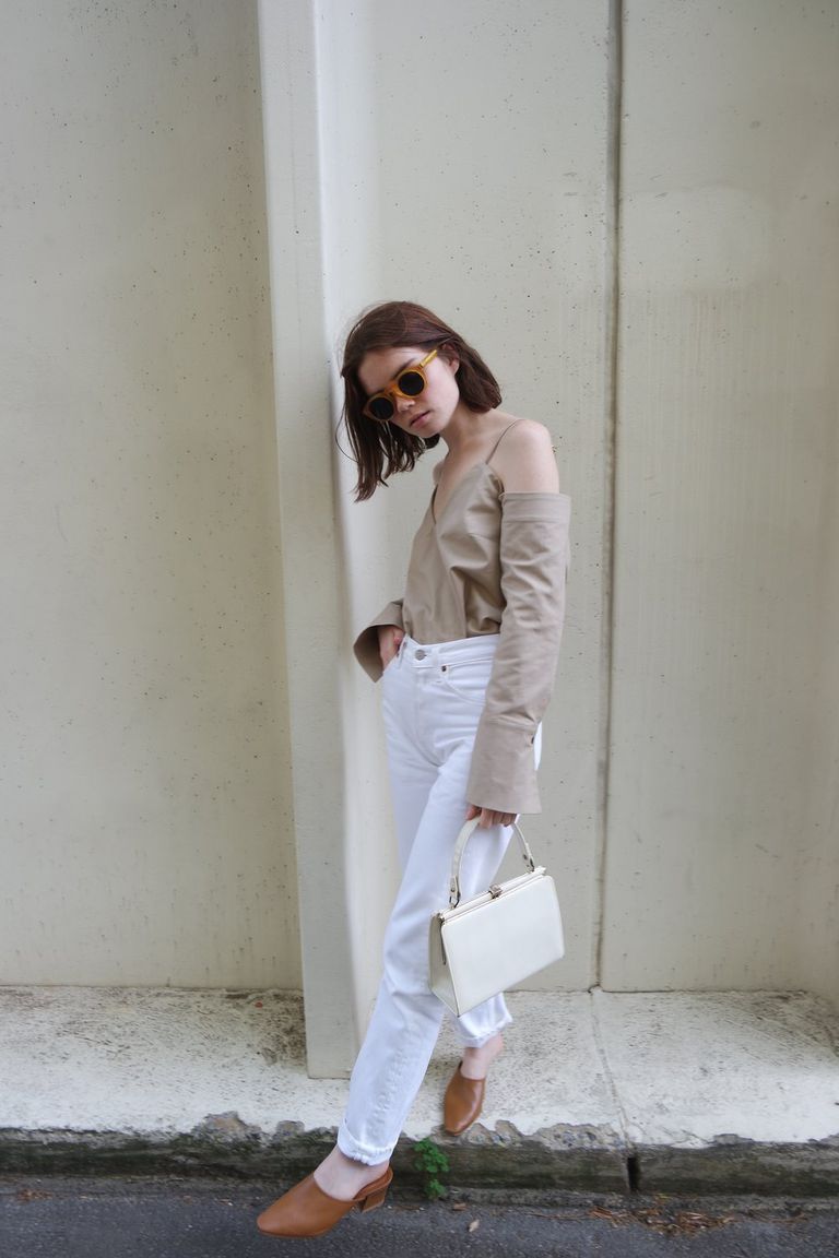utca style going out look in white skinny jeans