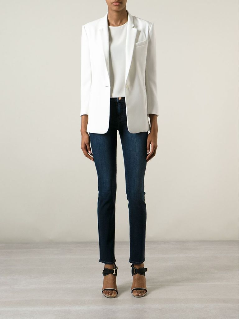 י Brand skinny jeans and white jacket