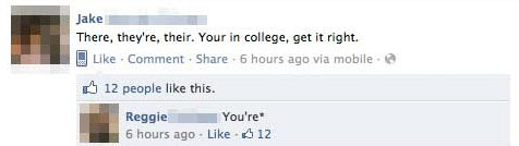 Exempel of Bad Grammar on Facebook