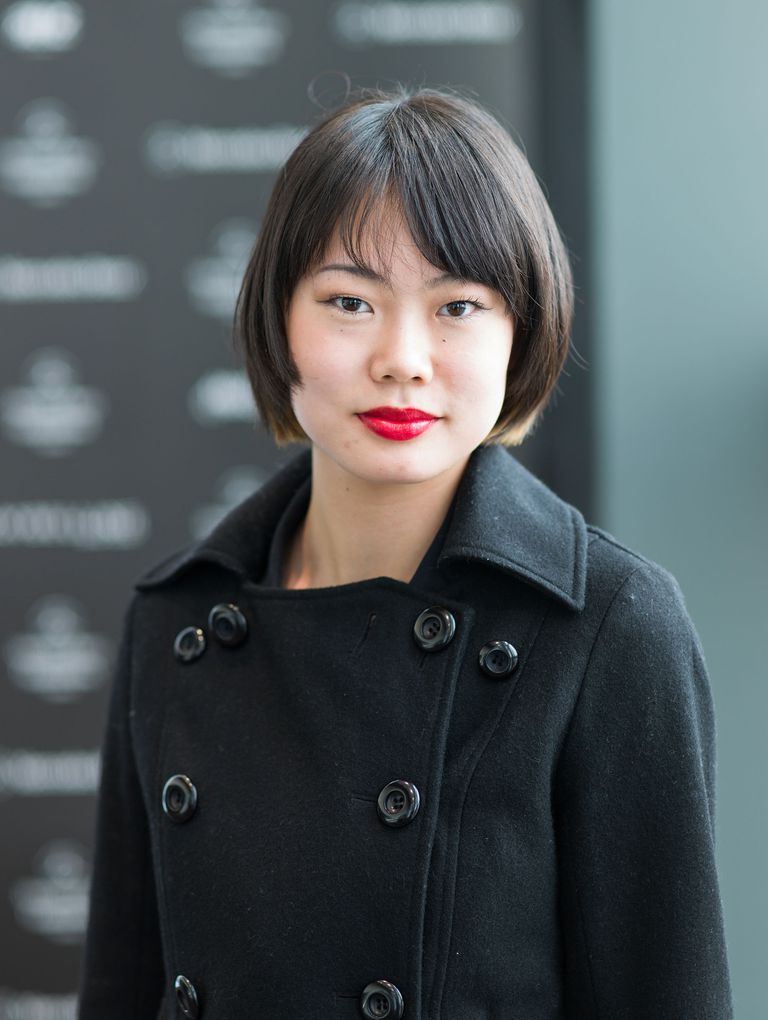 bir guest, detail, is seen wearing a thrift-store jacket during the Mercedes Benz Fashion Week TOKYO 2015 A/W at Shibuya Hikarie on March 20, 2015 in Tokyo, Japan