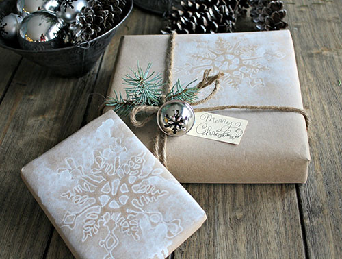 Spray Painted Brown Paper Gift Wrap