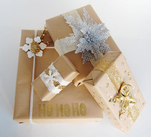 ทอง and Silver Details Christmas Gift Wrapping