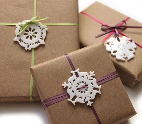 Snežinke Brown Paper Christmas Gift Wrapping