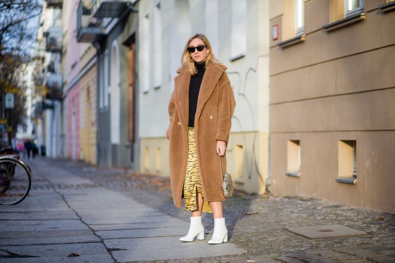 sokak style in full length faux fur coat