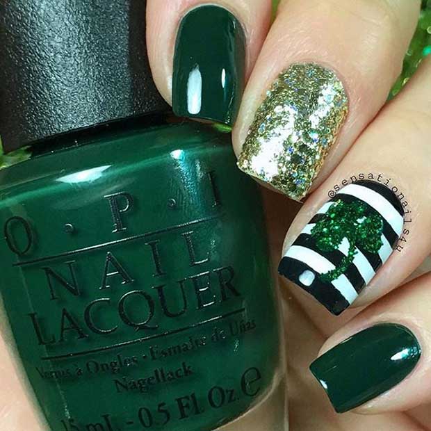 Întuneric Green St Patrick's Day Nails