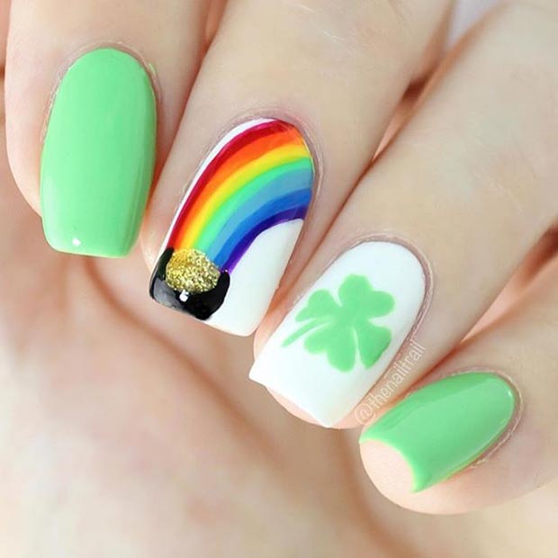 मज़ा and Cute St Patrick's Day Nail Design