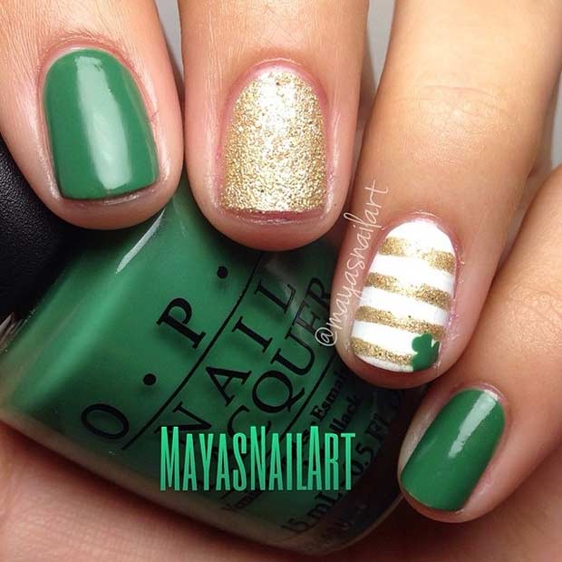 आसान St Patrick's Day Nail Design for Short Nails