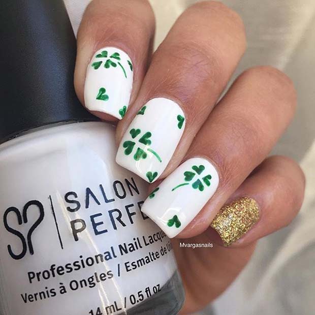 קלאסי Clover Nail Design for St Patrick's Day
