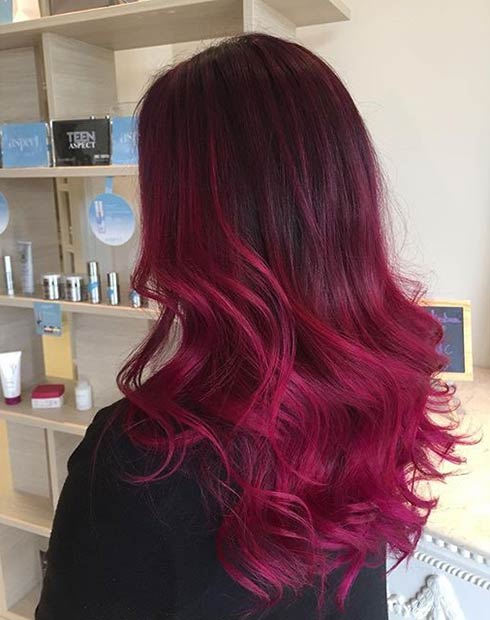 burgundac to Bright Red Ombre