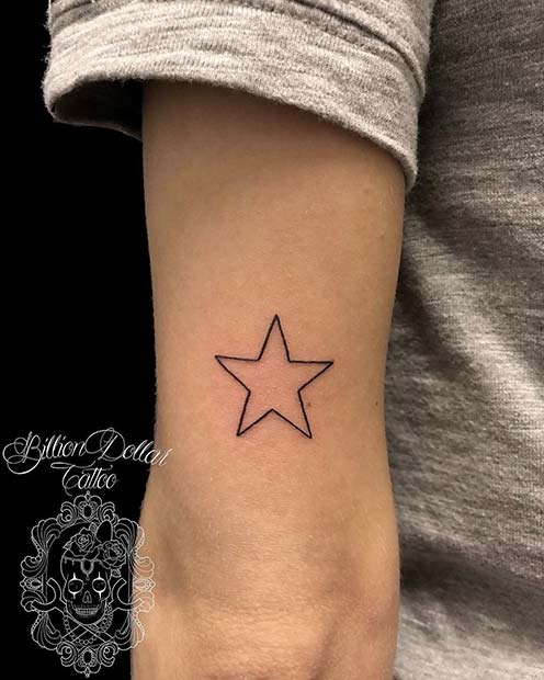 Basit Star Outline Tattoo Idea 