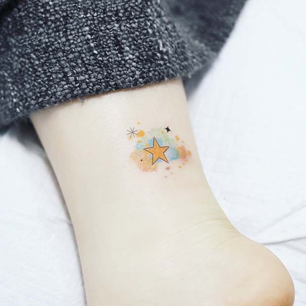 Söt Small Star Ankle Tattoo