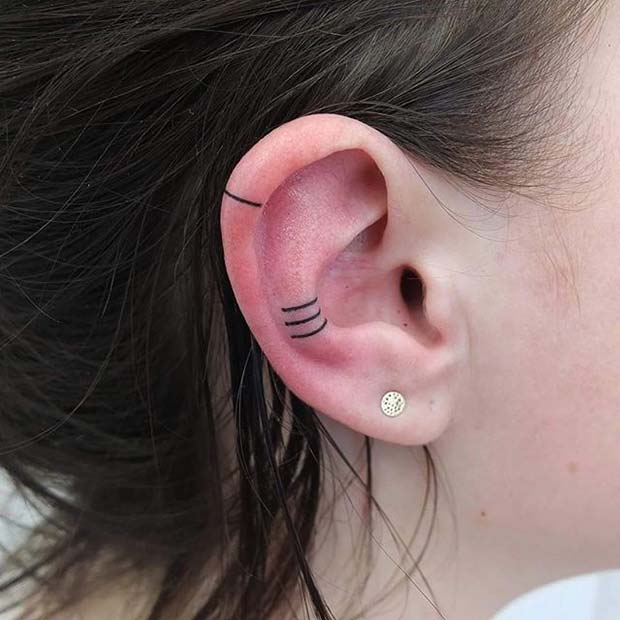 מִינִימָלִי Ear Tattoo Idea for Women