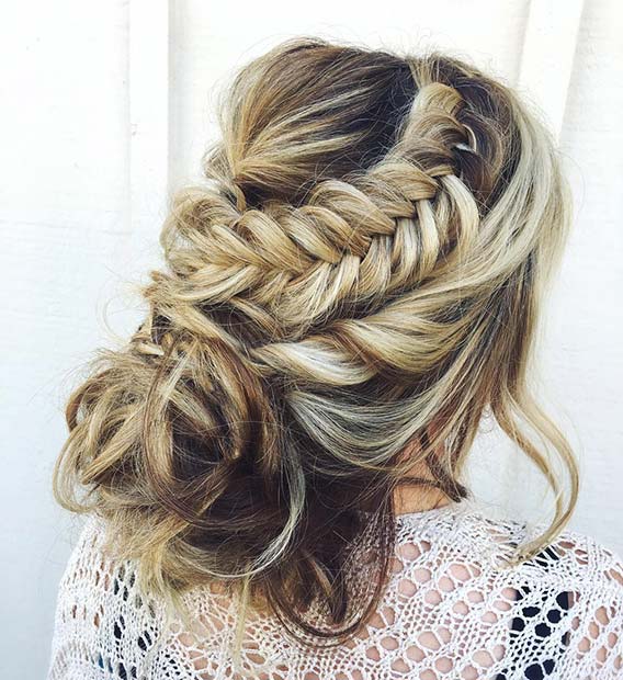 Laza Updo with Fishtail Braid for Beautiful Braided Updos