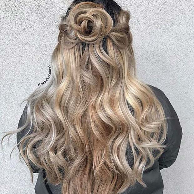 curled Half Up Half Down Hair Idea for Prom