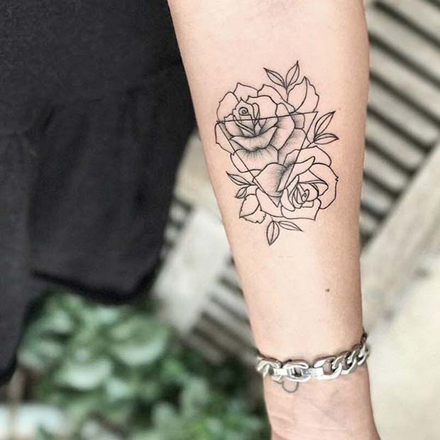 त्रिभुज and Rose Tattoo Idea