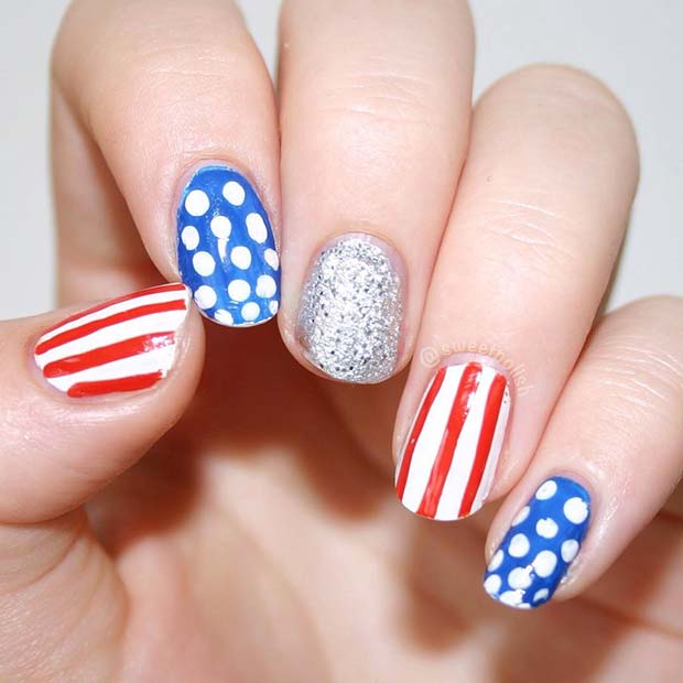 Једноставно Nail Design with Stripes and Spots 
