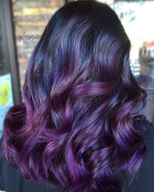 purpurna boja Highlights on Dark Hair