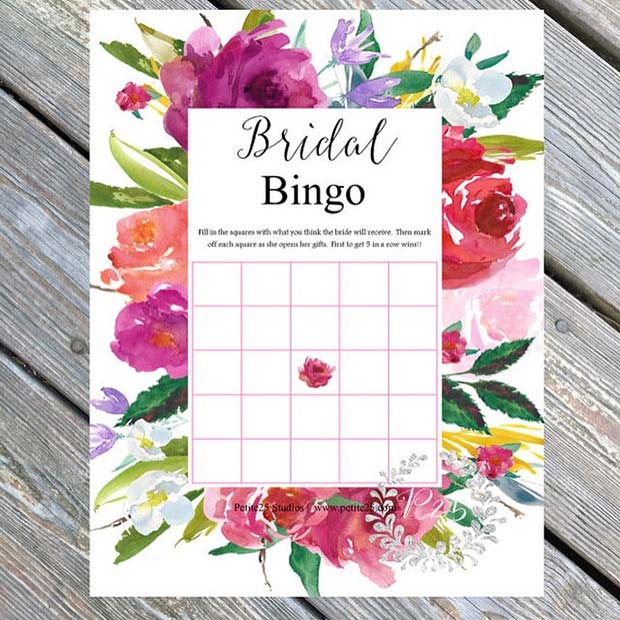 शादी का Bingo for Bridal Shower Game Idea
