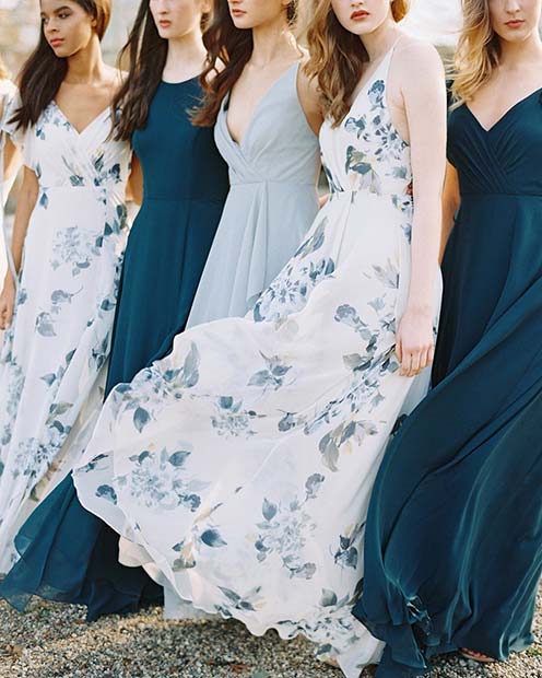 वसंत Blue Dresses for Bridesmaids 