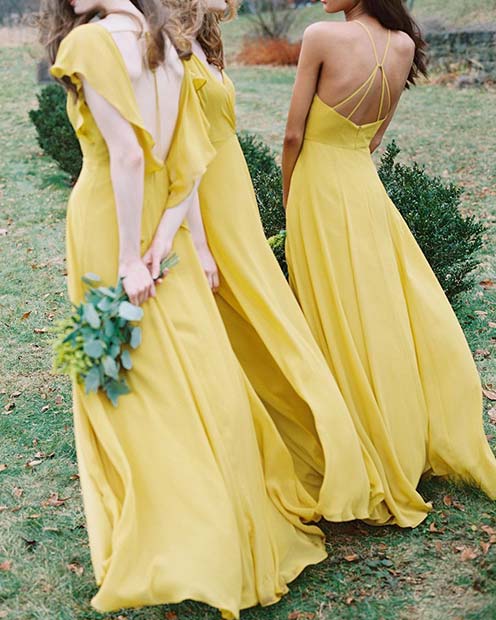 साहसिक Spring Yellow Dresses