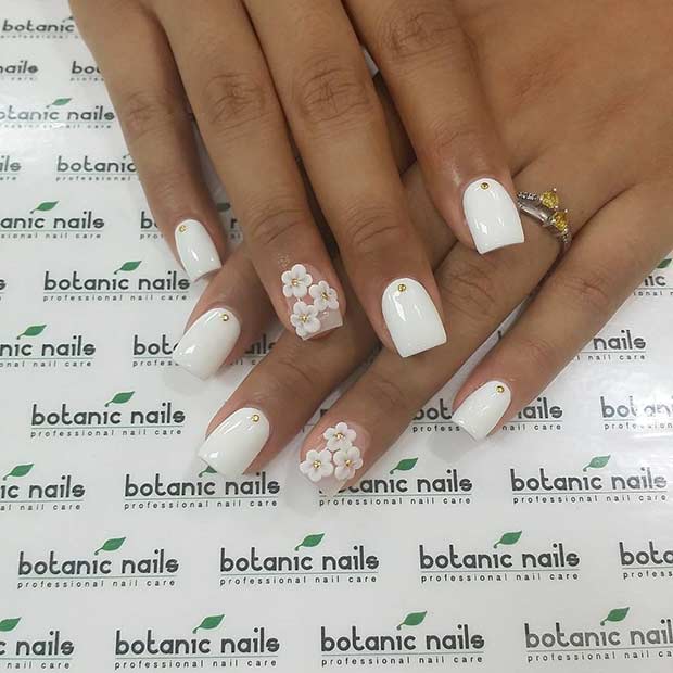 bijela Flower Nail Design