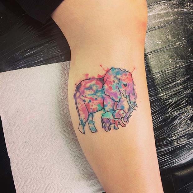 Водене боје Elephant Tattoo for Elephant Tattoo Ideas