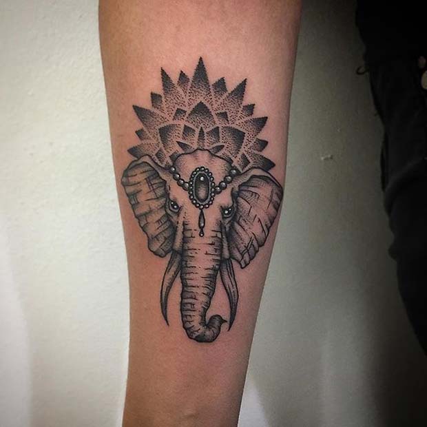 Слон Mandala Tattoo for Elephant Tattoo Ideas