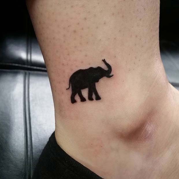 Basit Black Ink Tattoo for Elephant Tattoo Ideas