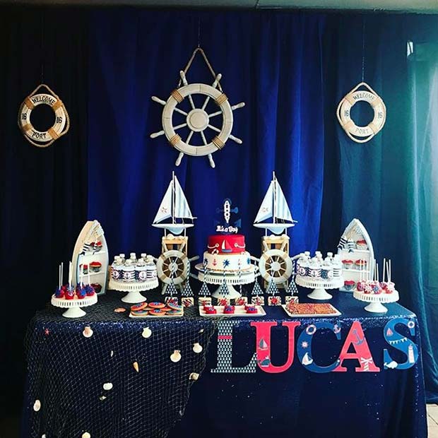 Nautisk Theme Table for Boy's Baby Shower