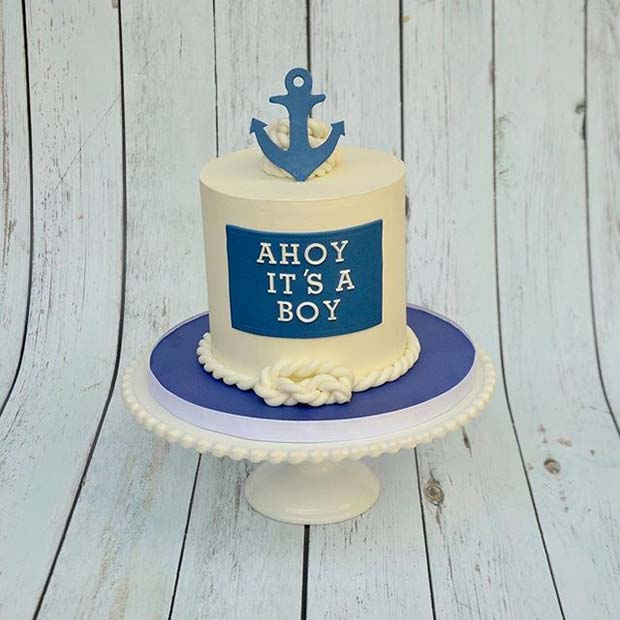 Nautisk Ahoy Cake for Boy's Baby Shower
