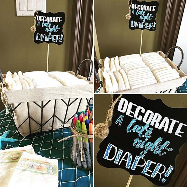 सजाने के लिए Diaper Game Idea for Boy's Baby Shower