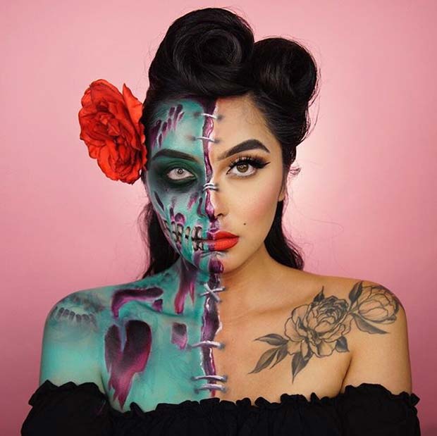 หมุด Up Zombie Halloween Makeup