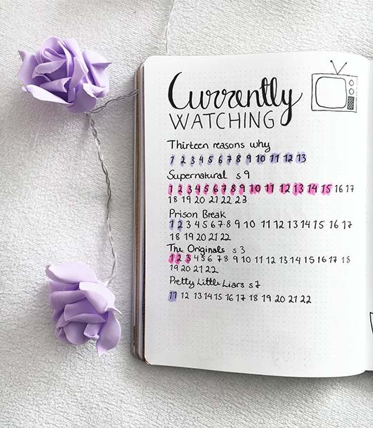 Листа of TV Shows for Bullet Journal Ideas
