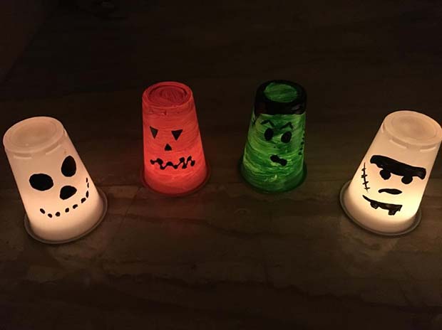 יְצִירָתִי Painted Cups for DIY Halloween Decor 