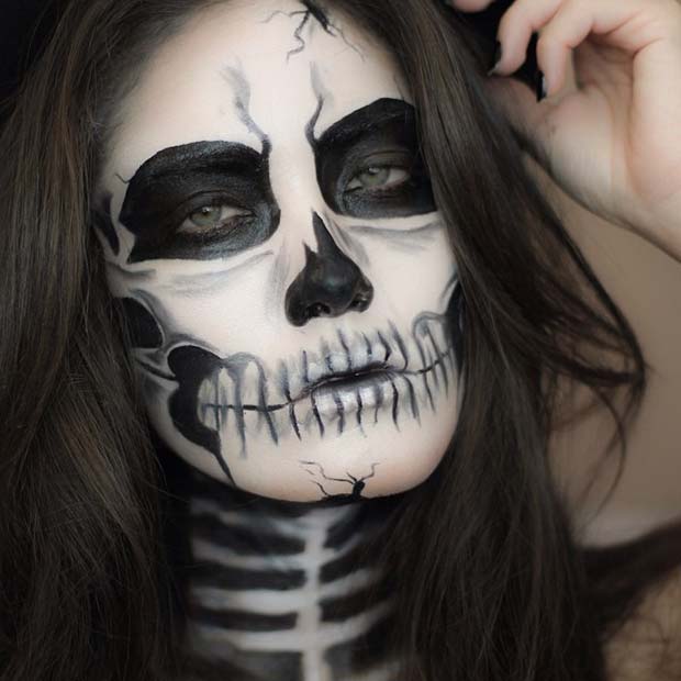 น่ากลัว Skeleton for Creepy Halloween Makeup Ideas 