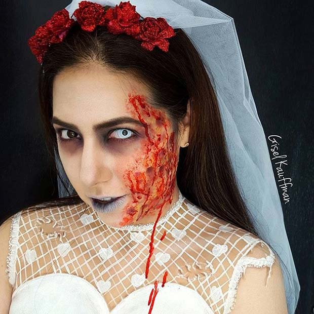 Élőhalott Bride for Creepy Halloween Makeup Ideas 