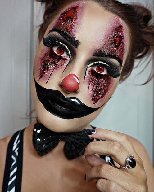 डरावने Clown for Creepy Halloween Makeup Ideas 
