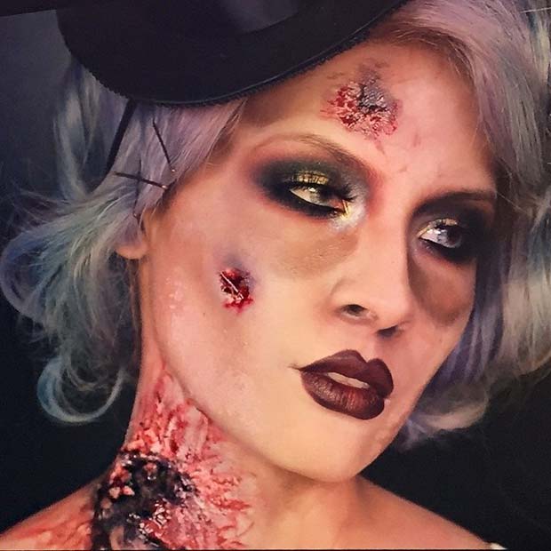zombie Flapper Girl for Creepy Halloween Makeup Ideas 
