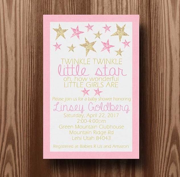 प्यारा Party Invitations for Girls Baby Shower