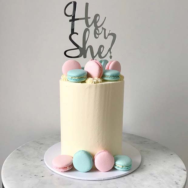 Elegantan Baby Gender Reveal Cake Idea