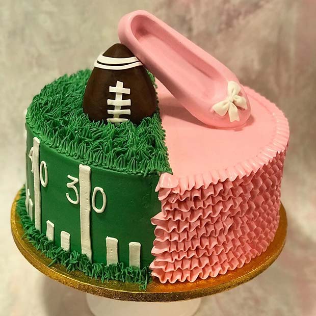 Futbol and Ballerina Gender Reveal Cake Idea