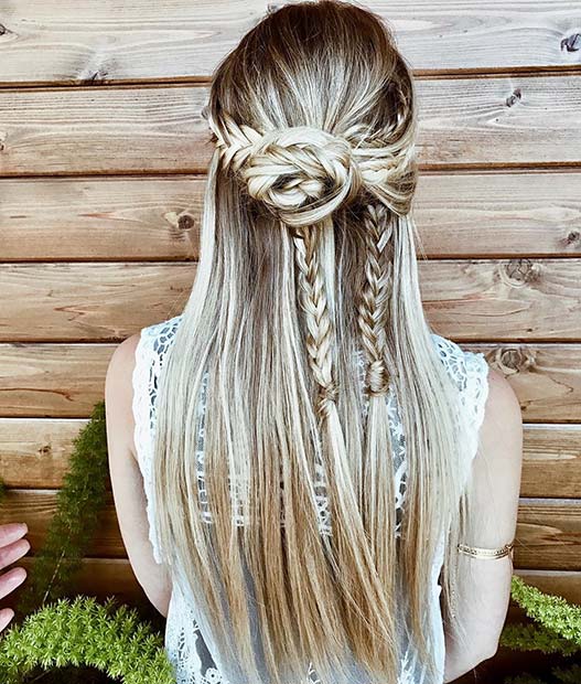 Fél Up, Half Down Boho Braids