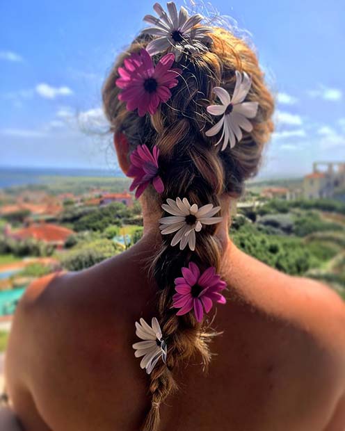 Floral Braid Hairstyle for Summer 