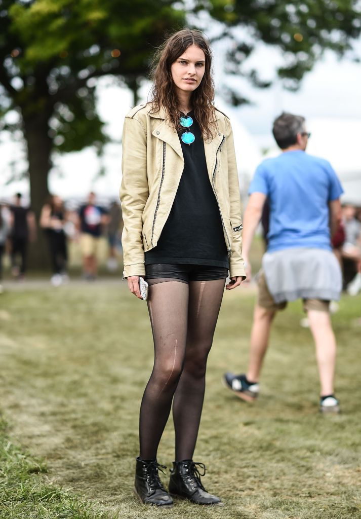 Piele jacket and shorts outfit