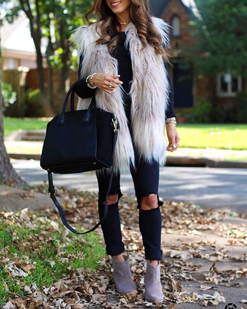 faux Fur Gilet for Cute Outfits to Copy This Winter