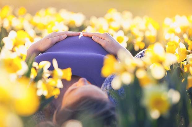 Velikonočni Daffodil Maternity Photo Shoot