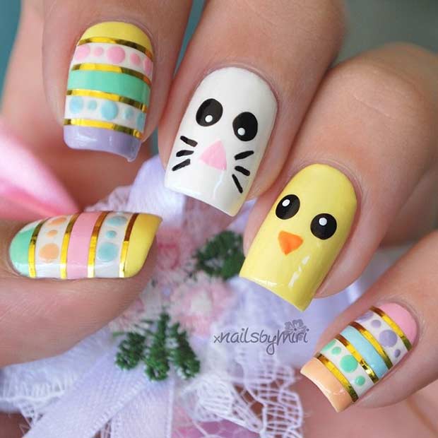 Colorat Easter Nail Design for Long Nails